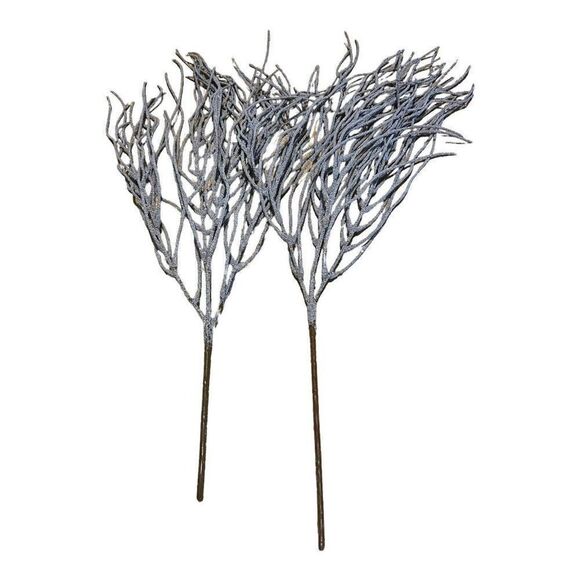 Silver Fake Coral Sprays Faux Beach Decor Plant 24” Long, Set Of 2 Nautical - Picture 1 of 4